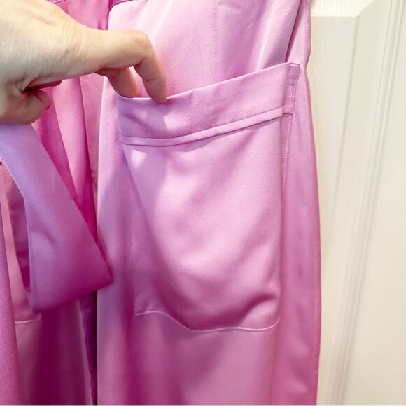 J Crew J6919 Pink Cuffed Short Sleeve Crepe Satin Wrap Dress Extra Small XS NWT - Picture 7 of 15